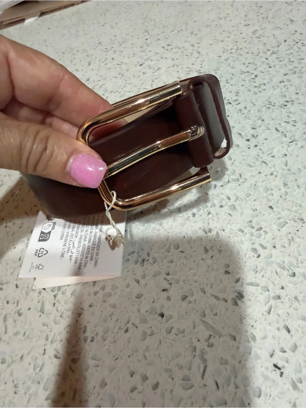 Zara Brown Belt with Gold Buckle